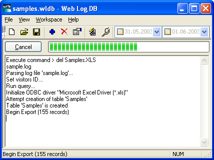 Screenshot of Web Log DB