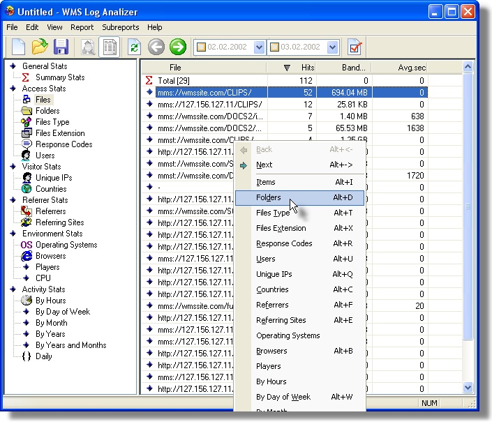 WMS Log Analyzer Standard Edition screenshot